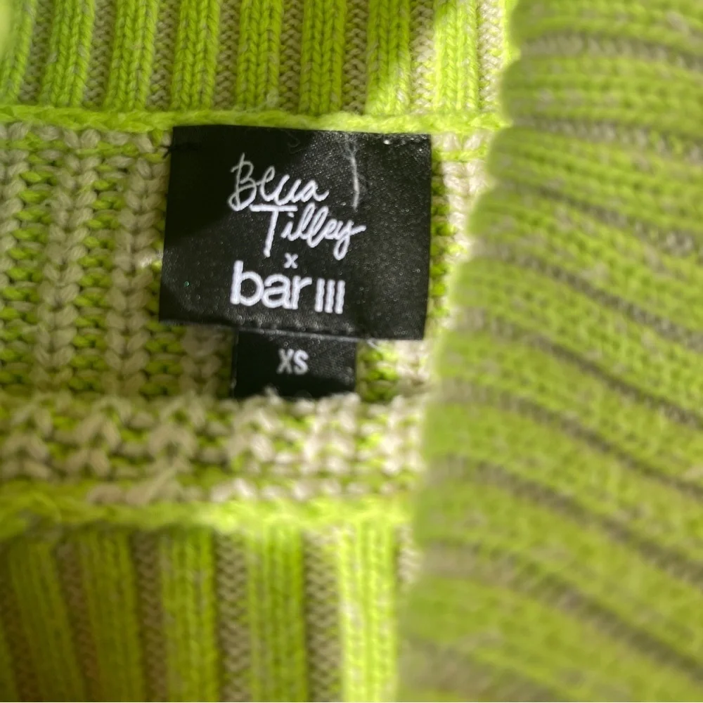 Becca Tilley x Bar III Neon Green Ribbed Turtleneck Sweater XS